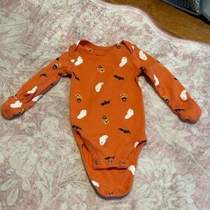 Carter's Orange Halloween Bodysuit with Ghosts and Pumpkins